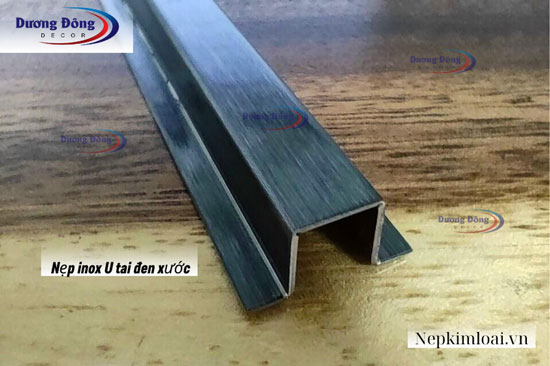 Nẹp inox U tai màu đen xước