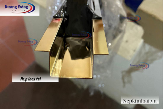 Nẹp inox U tai màu vàng bóng