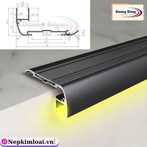 Nẹp nhôm chống trượt gắn led